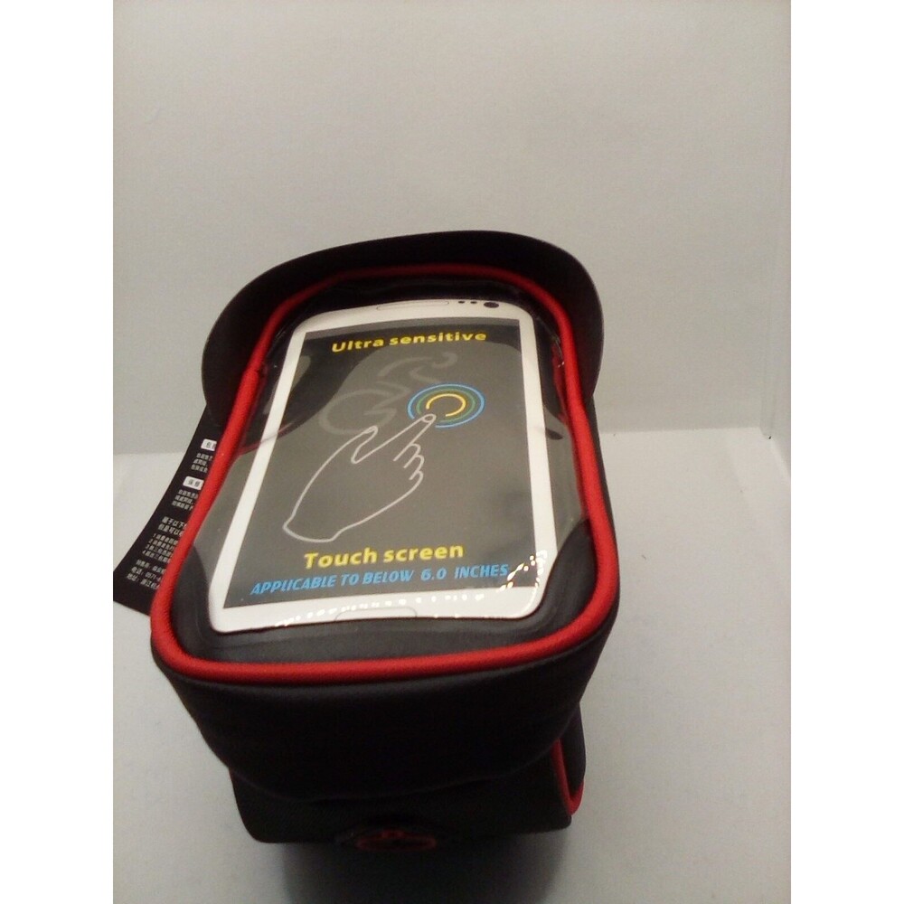 Wheel Up Bicycle Bag Cell Phone Case w/ Ultra Sensitive Touch Screen  Black/Red
